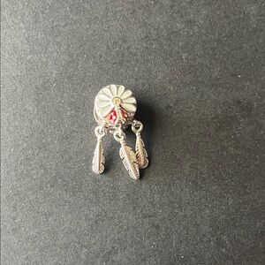 Silver and RedFeather Ladybug Charm Pendant Pandora like 925